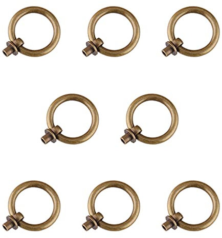 Der alte Griff, Vintage-Schubladengriffe, Retro-Messing-Möbel-Türgriff, 8 Stück, antiker Messing-Ring-Zuggriff, Küchenschränke, Kleiderschrank, Schublade, Möbelbeschläge, Retro-Stil, kleiner Zugring (