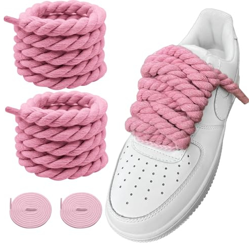 LUHOHI Cordones de cuerda para zapatos, cordones de cuerda gruesa negra para tenis Air Force 1 AF1 de diseñador, cordones grandes y gruesos