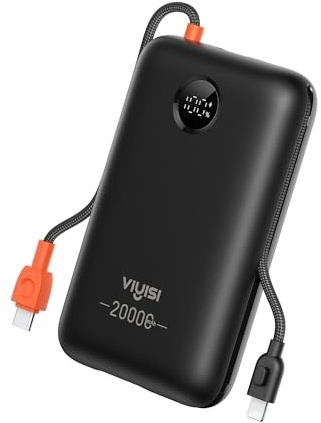 VIYISI Batterie Externe 30W Ultra Rapide Charge 20000 mAh Câbles Intégrés