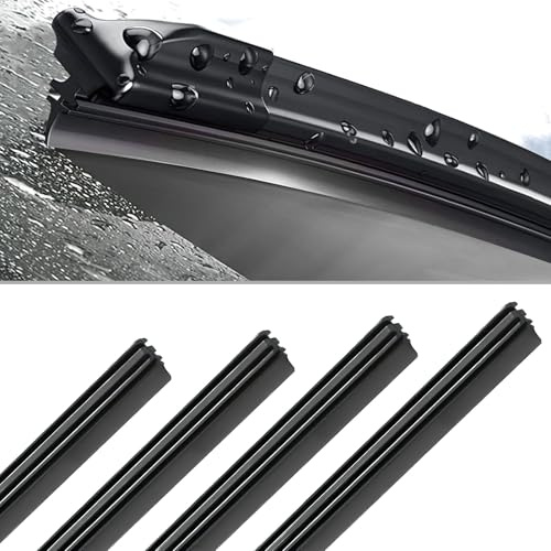 Hbxdeco 4PCS Car Windshield Wiper Blades Refills, 26 Adjustable Size of Universal Replacement Frameless Wiper Rubber Strips for Most Vehicle Front & Rear Windshield Wiper Blades