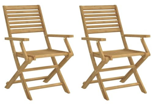 ULUYYUC Balkonsessel Camping Tisch Stuhl Set Balkonstuhl Outdoor Sessel - Gartenstühle 2 STK. Klappbar 54,5x61,5x86,5cm Massivholz Akazie für Außenbereich Speisesaal Garten Balkon