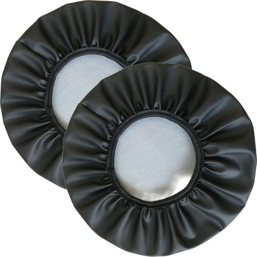 SWJ-swjssb Hockerbezug Rund 2 Stück wasserdichte Bezug Für Barhocker Stuhlhussen PU Sitzkissen Bürostuhl Hocker Bezug Sitzkissenbezug Für Esszimmerstühle Runder Hocker(Black,40x40 cm Set of 2)