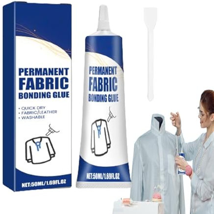 Pegamento para tela de 50 ml, transparente, impermeable y resistente al calor para vaqueros y ropa, adhesivo lavable y duradero para trabajos de tela, reparaciones y diseños personalizados, versátil
