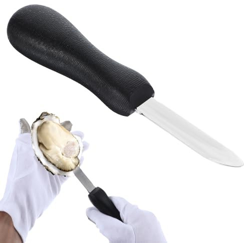 HJZHII Coltello per sgusciare ostriche, in acciaio inossidabile, manico in ABS, compatto, ambidestro, riutilizzabile, ostrica, vongola, capesante, strumento per la rimozione di gamberetti