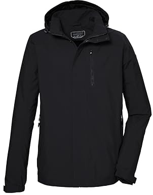 killtec Hombre Chaqueta funcional/outdoor impermeable con capucha desmontable KOS 52 MN JCKT, schwarz, S, 42815-000