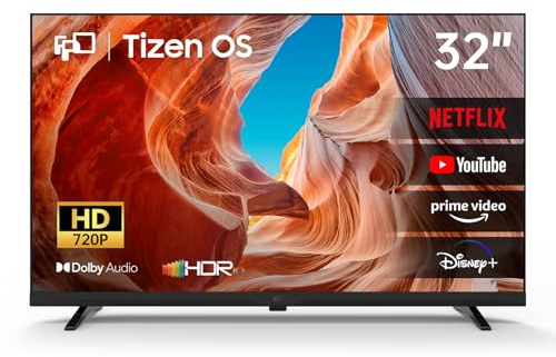 FPD Smart TV 32 Zoll, Fernseher mit Tizen OS, Kompatibel mit Samsung TV Plus, HDR 10, Miracast, HD 720P, Dolby Audio, SmartThings, Gaming Hub, Sprachsteuerung, Flachbildschirmfernseher