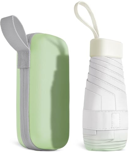 Aolso Mini Regenschirm, 6 Rippen Tragbarer Reiseschirm mit Kapselhülle, UV-Schutz, kompakter, Windfest kleiner Taschenschirm mit Etui für Männer und Frauen