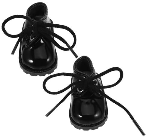 TOGEVAL Kleiner Puppenschuhe Kinder Spielzeug 5,5x2,6cm Schwarze Miniaturschuhe Als Puppenzubehör Für Puppen Und Kleiner Häuser