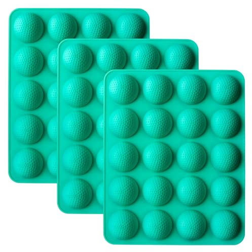 HKUCFTT Golf Ball Cake Pop Mold - 20-Cavity Silicone Chocolate Mold Set of 3 for Golf Candy, 3D Cake Decorations, Cocoa Bombs and Ice Cubes