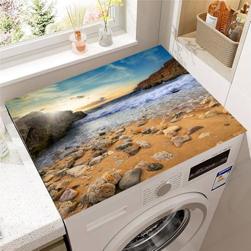 Highdi Paysage de Plage Housse de Protection pour Machine à Laver Top,Coussin de Machine à Laver Antidérapant Housse de Machine à Laver pour Machine à Laver Ou Sèche-Linge (Paysage,30x40cm)