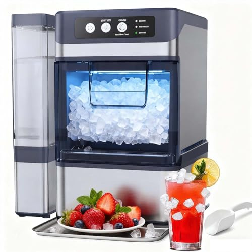 CUTANGELAR Machine À Glace Silencieuse, Appareil À Glace Pilée Malléable. Production Quotidienne 48 Livres Inclut Fonction Auto-Nettoyante. Excellent Pour Environnements Domestiques Et Bureau.