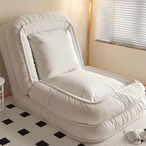 Sofá cama plegable, silla reclinable ajustable con soporte para la espalda, silla decorativa versátil para jugar, leer y relajarse en la sala de estar y el dormitorio, color blanco, 120 + 60 cm