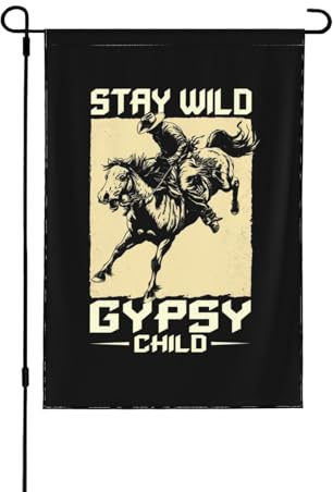 Bandera Jardín Mantente Salvaje, Niño Gitano Anti Decoloración Bandera Divertidas Durable Estandarte Exterior Para Porche Patio Al Aire Libre M