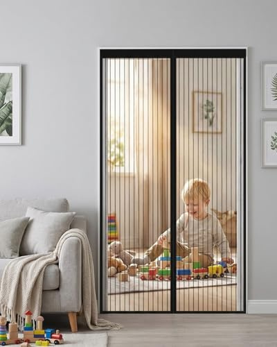 80 x 200 cm Magnetic Fly Screen Curtain for Doors - Insect-Proof Durable Mesh, Hook & Loop Fixing, Kid and Pet Friendly