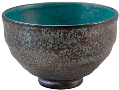 Asayu Japan Ciotola per Matcha (12x7 cm) – Realizzata a Gifu, Giappone - Ceramica Tradizionale Giapponese per la Cerimonia del Tè, Chawan per Matcha e Latte (Kurogane Turquoise)