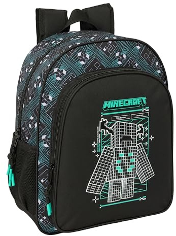 MINECRAFT SCREEN - Mochila Escolar Niño, Mochila Infantil, Adaptable a Carro, Ideal para Niños en Edad Escolar, Cómoda y Versátil, Calidad y Resistencia, 32x12x38 cm