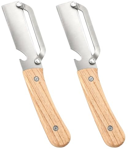 2 Piezas Pelador Verduras Multifunción, Pelador de Cocina 2 en 1 con Abrebotellas, Mango de Madera Ergonómico, Pelador de Frutas y Verduras para Patatas, Manzanas, Zanahorias y Calabazas