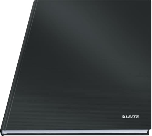 Leitz A4 Lined Notebook, 160 Pages, 80 Sheets of FSC certified 80 g/m² Paper, Sturdy, Scratch-Resistant Hardcover, For Office, School or as a Diary, Solid Series, Black, 46650095