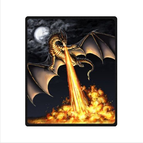 YISUMEI - 150 x 200 cm Decke - Feuerspuckender Drache Fleecedecke,Kaschmir-Gefühl Kuscheldecke Geeignet für Bett oder Sofa