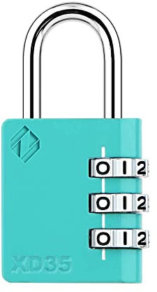 [ZARKER XD35] Small and Heavy Duty 3-Digit Combination Padlock Different Design Defferent Colors and Strong Metal Locking Mechanism - Emerald 1pack