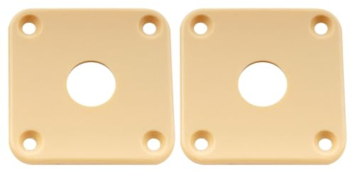 Musiclily Pro Gebogen Quadrat Buchsenplatte Jack Plate Creme 2er Set | Kunststoff, für USA LP Epi LP Style E-Gitarre