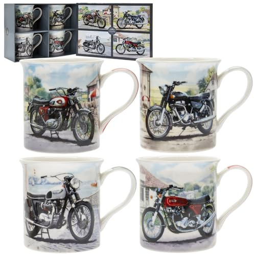 Lesser & Pavey Lot de 4 tasses à café classiques en céramique pour la maison ou le travail | Design de qualité supérieure pour toutes les occasions | Jolies tasses pour thé, café et boissons chaudes