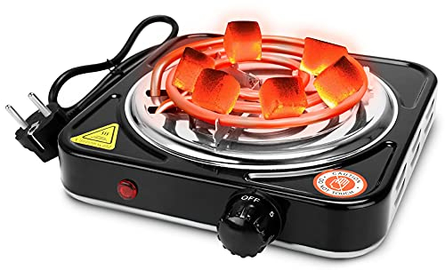 RANJIMA Elektrischer Kohleanzünder Kohlebrenner, 1000W Premium Kohleanzünder Elektrisch für Kohle, Mobile Herdplatte Elektro, Heizplatte Brenner mit Kohlegitter für Kokoskohle, Bambuskohle, Holzkohle