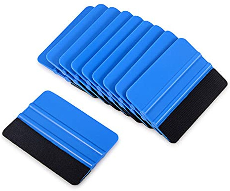 iSpchen 10 Stück Rakel Set Blau Auto Folienrakel Rakel Folien Abziehbilder Schaber mit Filzkante Werkzeug Set Filzrakel Folieren Rakel für Auto Folie Fensterfolie Vinyl Wrap Tool