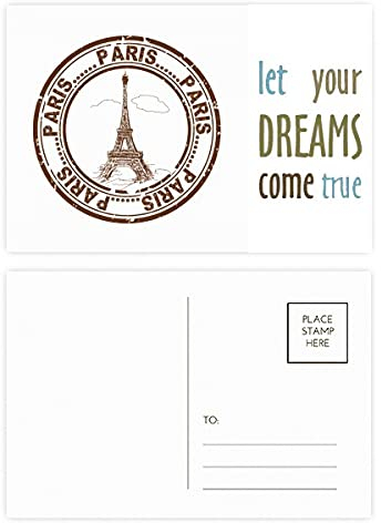 Paris Frankreich Eiffelturm Classic Country City Dream Come True, Postkarten-Set Dankeskarten 20 Stück
