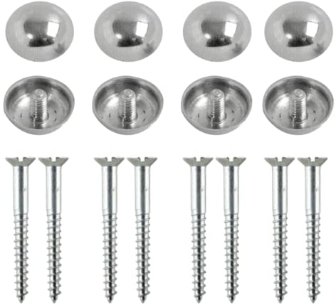 Mirror Screw 38mm & Chrome Dome Screw Caps Mirror Screws with Decorative Cap Covers Mirror Screws Fitting Set for Mirror Tables Bath Plates Wardrobes Glass Signs Pack of 20.