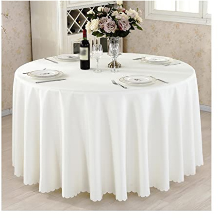 FANIVIN Polyester Tischdecke Tischtuch Tischwäsche Couchtisch Küchentischabdeckung Tafeltuch Rund Einfacher Stil Beige Durchmesser 200CM
