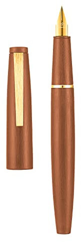 erofa Jinhao 80 Füllfederhalter, gebürstete Faser, extra feine Spitze mit Konverter und kleiner Stifttasche, Set (goldener Clip), Brown Golden Clip
