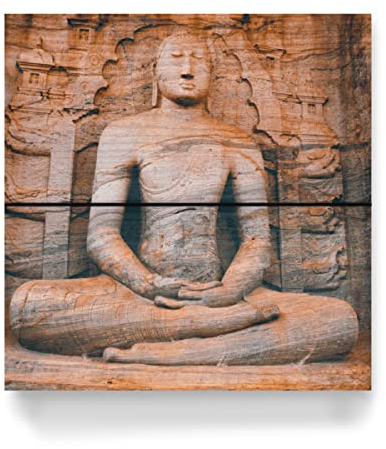 artboxONE Holzbild 20x20 cm Reise The Sitting Buddha von Künstler sommersbilder
