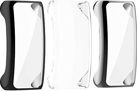 Chofit Lot de 3 coques compatibles avec protection d'écran Fitbit Inspire 3, coque de protection plaquée TPU pour traqueur d'activité Inspire 3 (noir/gris/transparent)
