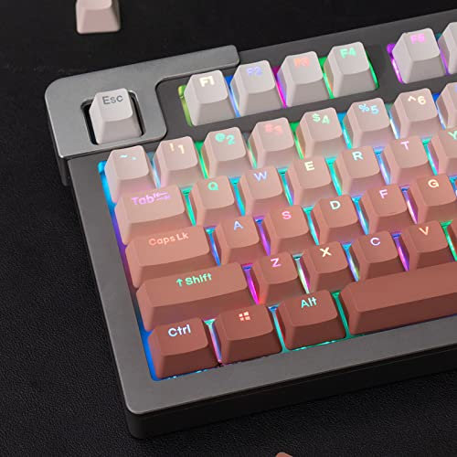 Backlit Keycaps 123 Keys PBT Doubleshot Gradient Pink Keycaps Set Fit for 61/64/87/104/108 Cherry Mx Switches Mechanical Keyboard