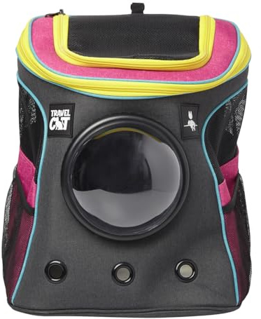 Fat Cat Rucksack Carrier – Fluggesellschaft zugelassene Katzentrage mit Raumkapsel Bubble für kleine Katzen, Kätzchen – Premium Streunkatzentragerrucksack für Outdoor, Reisen, Wandern, Haustierbedarf