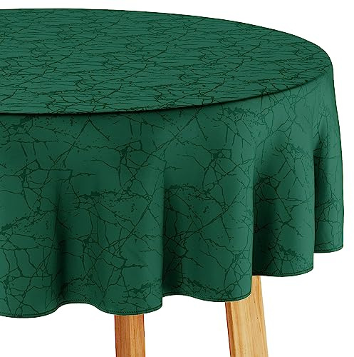 Filumi Tischdecke 140x180 cm oval Dunkel grün Abwaschbar Für Indoor Outdoor Marmormuster Manil