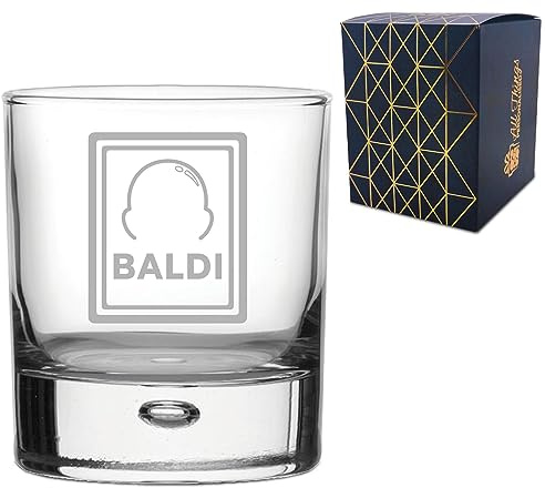 All Things Personalised Engraved Novelty Whisky Glass Tumbler with Baldi Design, Gift Box Included, Laser Engraved, Gift for Dad Grandad Colleague Retirement, Funny Gift, Add an Optional Message