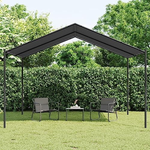 Festnight Pérgola de Jardín con Techo, Gazebo Cenador Jardín con Toldo para Patio Terraza Exterior, Pérgola de Acero y Tela Impermeable y Protector Solar, Gris Antracita 4x3 m