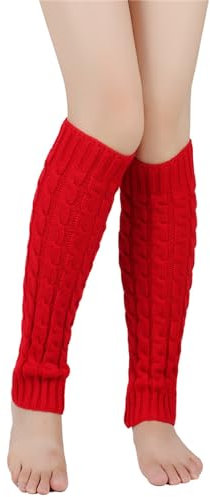 FANSU 3 Paar Stulpen Damen Leg Warmers Beinwärmer Frauen Winter Legwarmers Verdicken Bein Stulpen Mädchen für Tanz, Ballett, Fitness, Yoga (Rot,40x9cm)