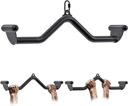 SELEWARE 61.0 cm Multi-Grip Latzugstange - Langlebiger legierter Stahl, ergonomischer Griff, vielseitige Kabelmaschinenbefestigung für vielseitiges Muskeltraining