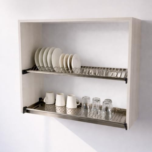 Armario escurreplatos 72 x 90 x 33 cm con escurridor de acero inoxidable