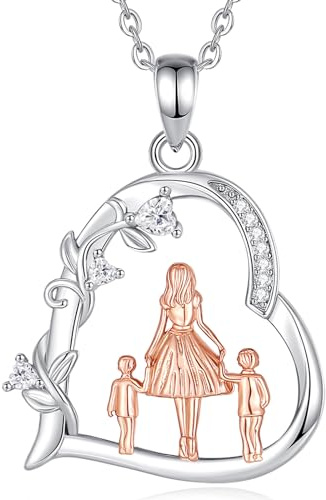 EUDORA Harmony Ball Mutter Tochter Kette für Damen 925 Sterling Silber, Mama Kind Oma Anhänger Halskette Mütterliche Liebe Schmuck, Muttertag Geschenk für Frauen Mutter Tochter Ehefrau Oma, 45cm