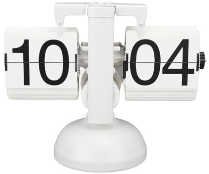 Ejoyous Digitale Flip-Down-Uhr, Retro-Mechanischer Klappuhr mit internem Getriebe, Große Zifferanzeige Faltbare Uhr 24H Kleine Schreibtischuhr für Zuhause Büro Dekoration (Alles weiß)