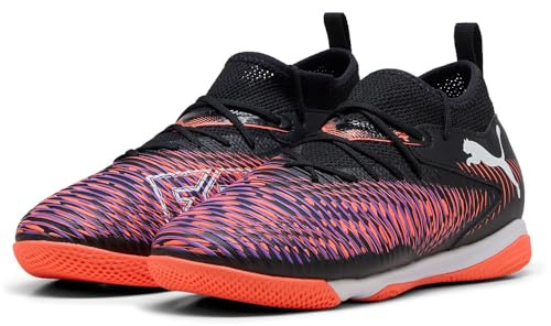 Puma Future 8 Match IT + MID JR, Unisex Fussballschuh, Puma Black-Puma White-Glowing RED,