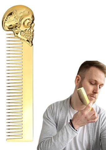 Metall-Bartkamm – Zinklegierung Schnurrbart Formung Öl Haarkamm – Tragbares ergonomisches Design für den Außenbereich, Häuser & Friseursalons, feines oder dünner werdendes Haar