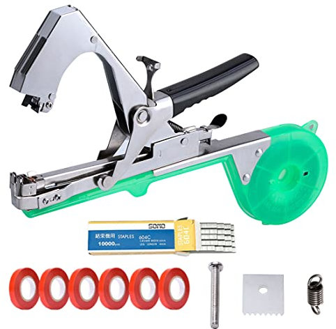 ZXNANA Pflanzenumreifungsmaschine, Weinreben-Umreifungsmaschine, Kletterpflanzenband mit 6 Rollen Klebeband und Ersatzklingen, Gemüse-Umreifungsmaschine