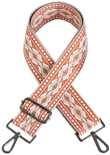 Whakano Schultergurt Taschengurt Verstellbarer Breit 5CM Unisex,Riemen für Taschen,Längenverstellbarer 78-140cm Schulterriemen,Taschengurte zum Wechseln,DIY Zubehör für Tasche,Schwarz Schnalle,Orange