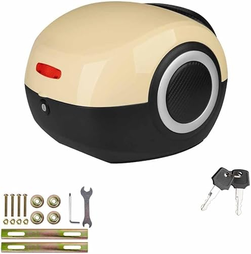 Topcase Motorrad, 20L Topcase für Roller, Fahrradbox für Gepäckträger, Motorradkoffer mit Sicherheitsschloss, robust und langlebig,Beige