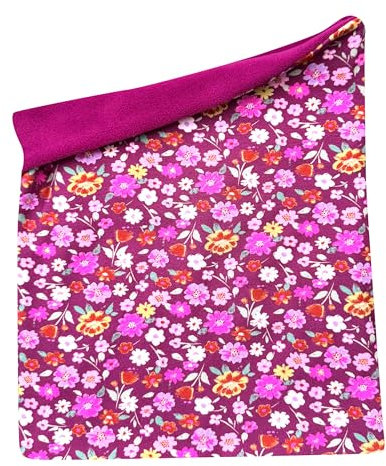 Wollhuhn Kinder Long Loop MAXI WINTER Halswärmer/Schlupf-Schal Extra Lang Jungen/Mädchen Viele Motive 20240201 (LL, Fleecefutter) (Blumen Beere)